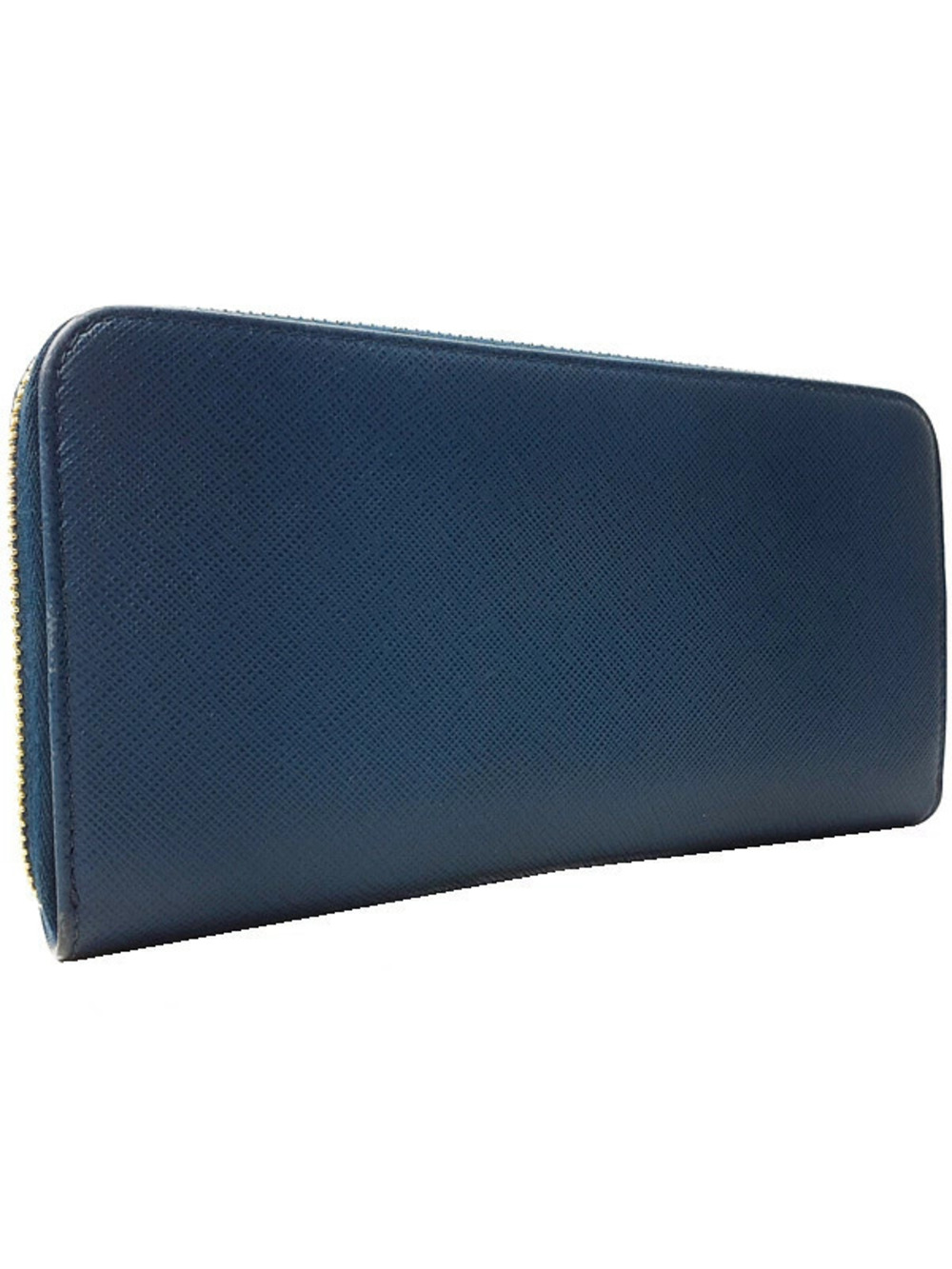 Prada Leather Long Zipper Wallet Round Black